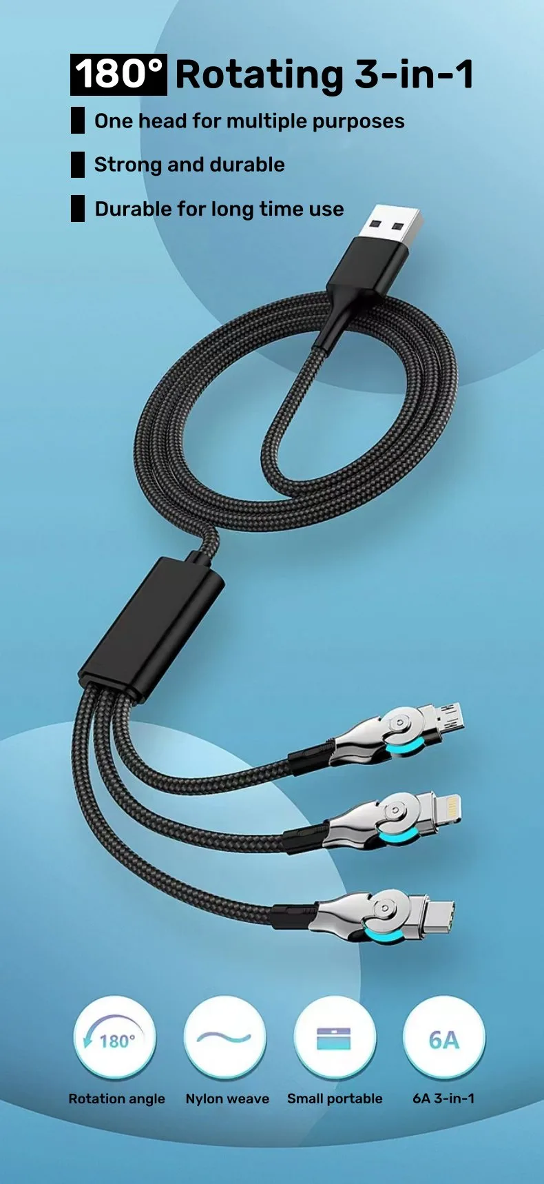 swivel iphone charging cable