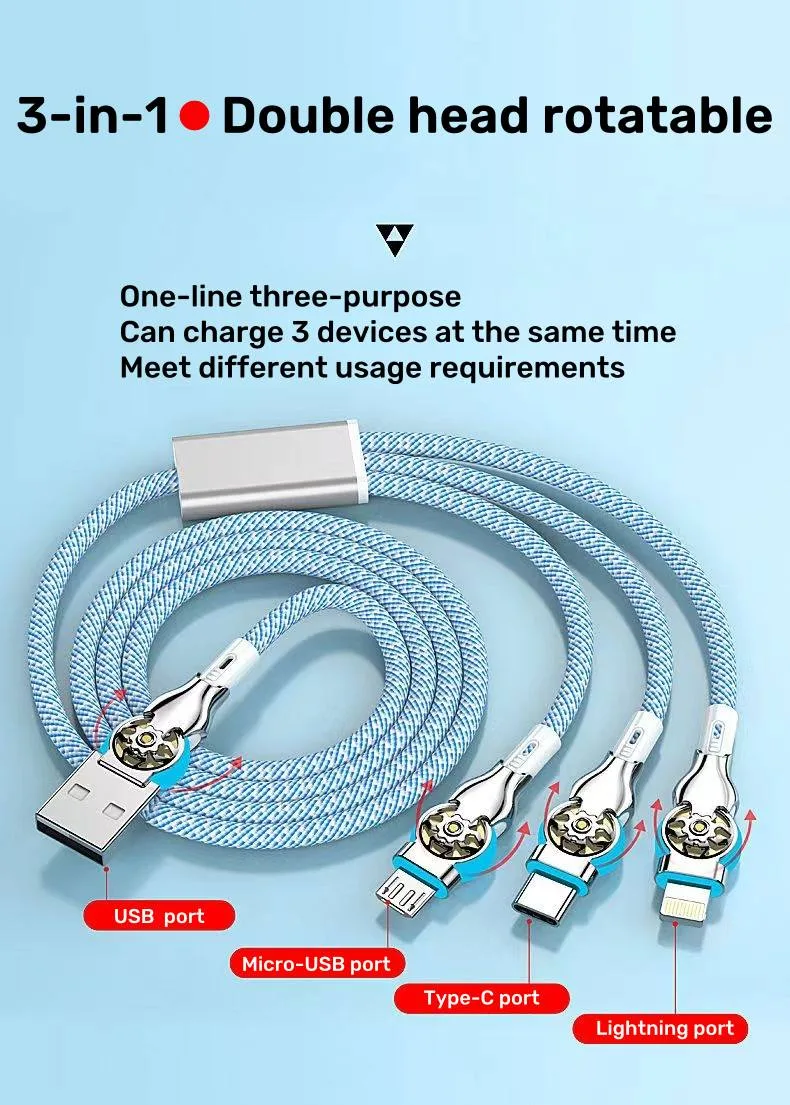 cord master phone fast charging rotatable cable