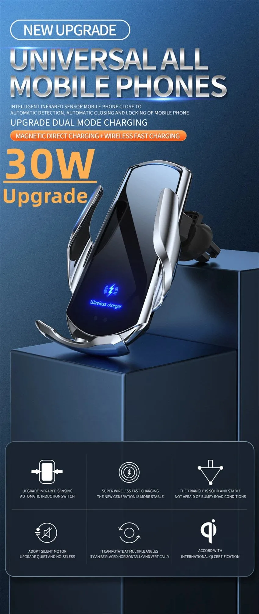 magnetic car phone holder wireless charger