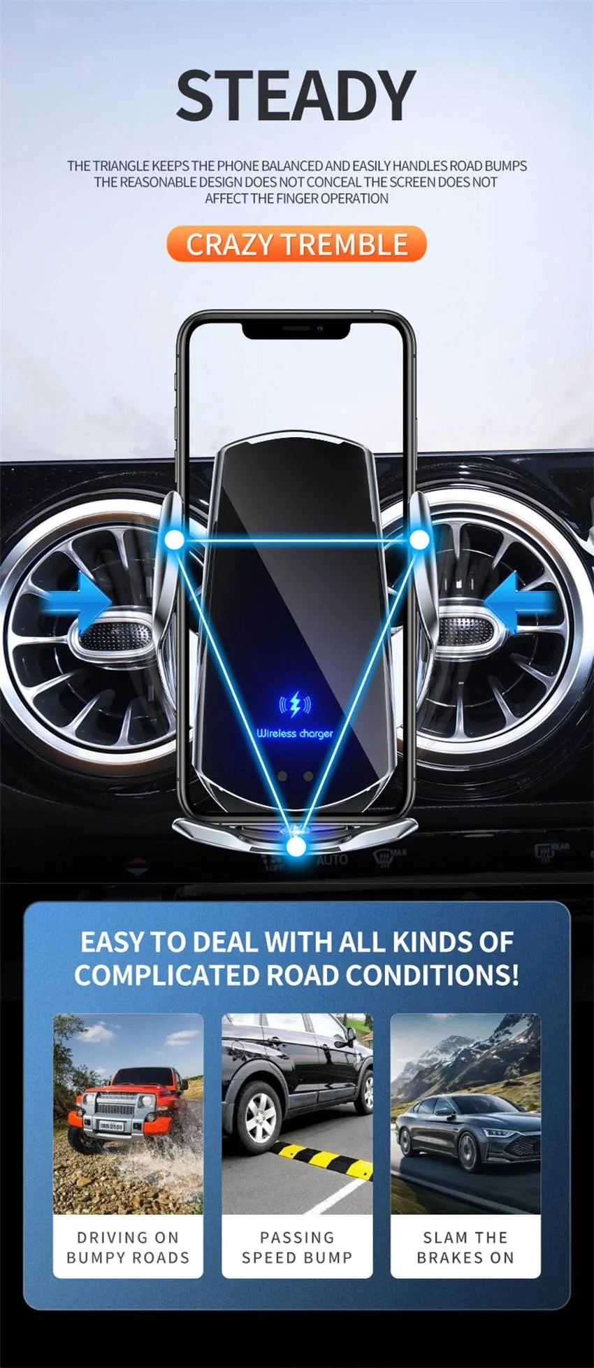 magnetic charging phone mount