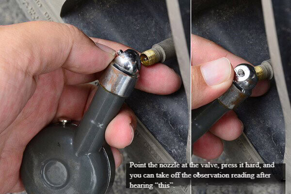 Illustrated guide to using a tire pressure gauge