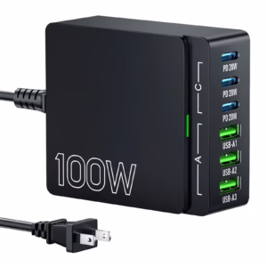 100W 6-in-1 USB Charging Station with PD 3.0 | Fast Charge for Phones, Tablets & Laptops